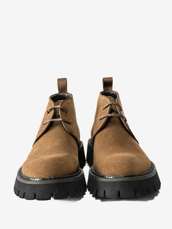 メンズ チャッカブーツ チャンキーソール ラウンドトゥ スエードレザー アンクルブーツ