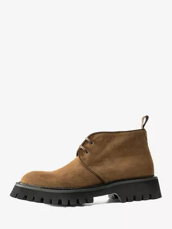 Mens Chukka Boots Chunky Sole Round-Toe Suede Leather Ankle  display picture 1