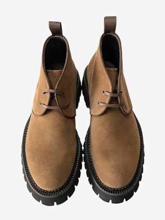 メンズ チャッカブーツ チャンキーソール ラウンドトゥ スエードレザー アンクルブーツ