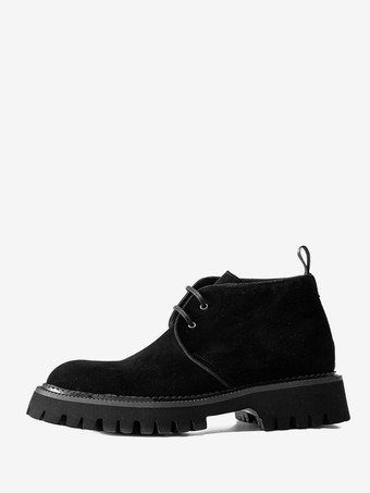 メンズ チャッカブーツ チャンキーソール ラウンドトゥ スエードレザー アンクルブーツ