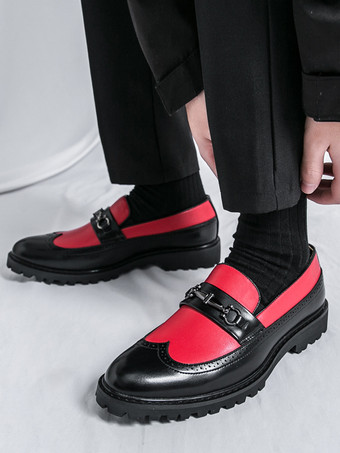 メンズ ホースビットローファー コントラストカラー ブラック＆ホワイト スリッポン ウィングチップシューズ