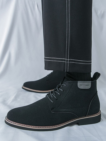 メンズドレスブーツ レースアップ スエードレザー アンクルブーツ
