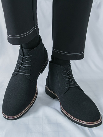 メンズドレスブーツ レースアップ スエードレザー アンクルブーツ
