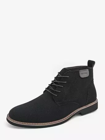 black suede dress boots men Men Black Suede Lace up Ankle Genuine Leather Boots main image 1