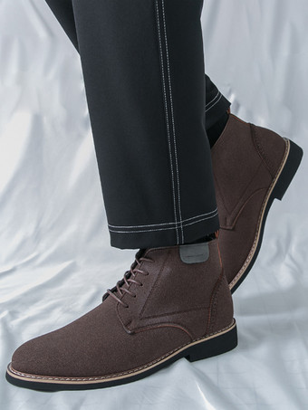 メンズドレスブーツ レースアップ スエードレザー アンクルブーツ