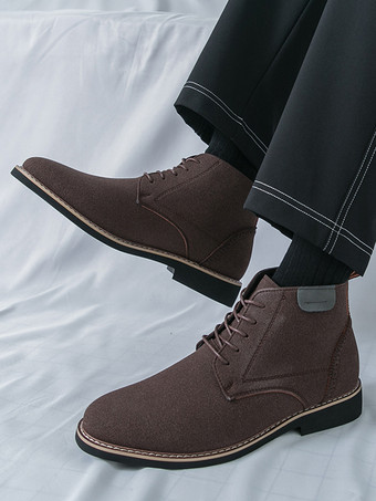 メンズドレスブーツ レースアップ スエードレザー アンクルブーツ