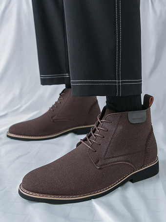 メンズドレスブーツ レースアップ スエードレザー アンクルブーツ