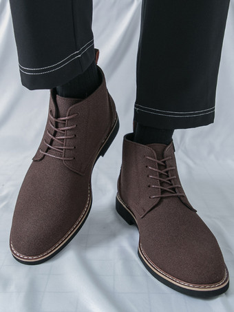 メンズドレスブーツ レースアップ スエードレザー アンクルブーツ