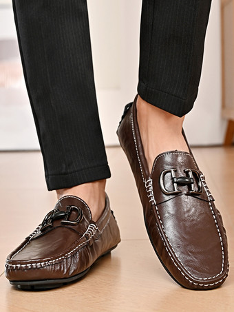 メンズ ホースビットローファー レザー スリッポン デッキシューズ