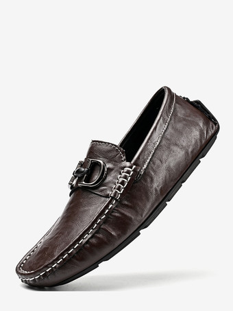 ブラウンメンズ ホースビットローファー レザー スリッポン デッキシューズ