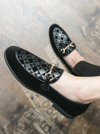 メンズ ホースビットローファー スリッポン スエードレザー ポインテッドトゥシューズ