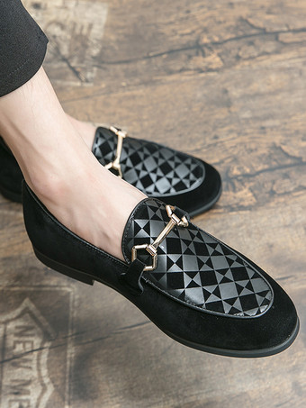 メンズ ホースビットローファー スリッポン スエードレザー ポインテッドトゥシューズ