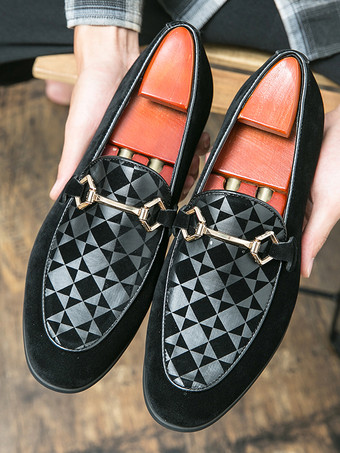 メンズ ホースビットローファー スリッポン スエードレザー ポインテッドトゥシューズ