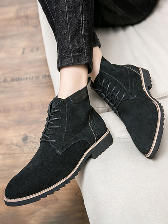 メンズドレスブーツ レースアップ スエードレザー 滑り止め アンクルブーツ