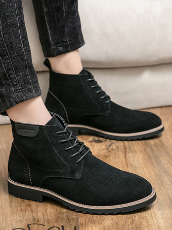 メンズドレスブーツ レースアップ スエードレザー 滑り止め アンクルブーツ