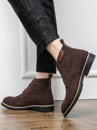 メンズドレスブーツ レースアップ スエードレザー 滑り止め アンクルブーツ