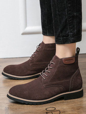 メンズドレスブーツ レースアップ スエードレザー 滑り止め アンクルブーツ