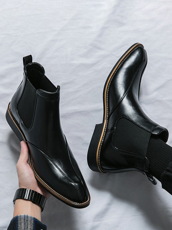 メンズ チェルシーブーツ レトロ ハイカット スリッポン レザー カジュアルシューズ