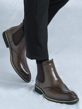 メンズ チェルシーブーツ レトロ ハイカット スリッポン レザー カジュアルシューズ