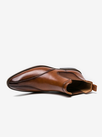 メンズ チェルシーブーツ レトロ ハイカット スリッポン レザー カジュアルシューズ