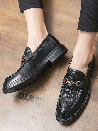 メンズ ホースビット ローファー スリッポン レザー チャンキー ラウンドトゥ シューズ