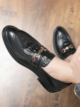 メンズ ホースビット ローファー スリッポン レザー チャンキー ラウンドトゥ シューズ