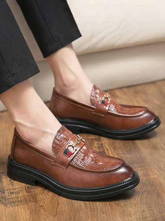 メンズ ホースビット ローファー スリッポン レザー チャンキー ラウンドトゥ シューズ