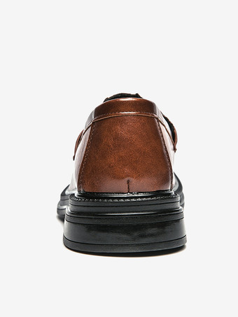 メンズ ホースビット ローファー スリッポン レザー チャンキー ラウンドトゥ シューズ