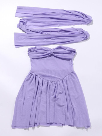 2025年夏にぴったりのスカーフ付きノースリーブプリーツミニドレス