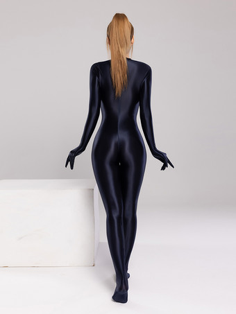 全身スパンデックス全身タイツスーツ 光沢のあるフルカバーキャットスーツ バックジッパー付き