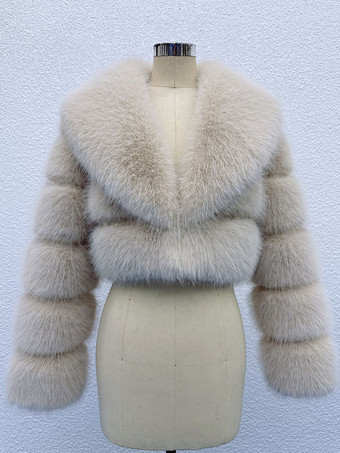 アプリコット2025年冬向け、レイヤードスリーブとラペルデザインのフェイクファークロップジャケット