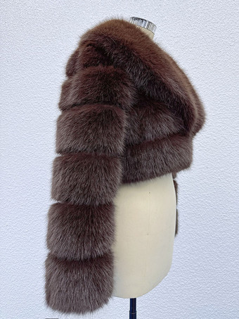 2025年冬向け、レイヤードスリーブとラペルデザインのフェイクファークロップジャケット