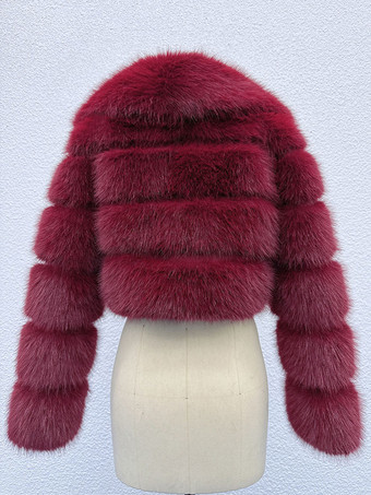 2025年冬向け、レイヤードスリーブとラペルデザインのフェイクファークロップジャケット