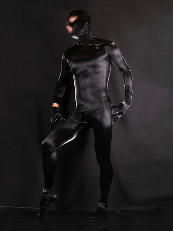 メンズ シャークスキン PU ボディスーツ 高光沢パフォーマンスキャットスーツ ステージショーやコスプレに最適