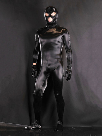 メンズ シャークスキン PU ボディスーツ 高光沢パフォーマンスキャットスーツ ステージショーやコスプレに最適