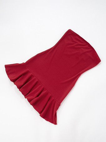 2025年夏にぴったりの、スカーフ付きレッドフリルヘムボディコンミニドレス