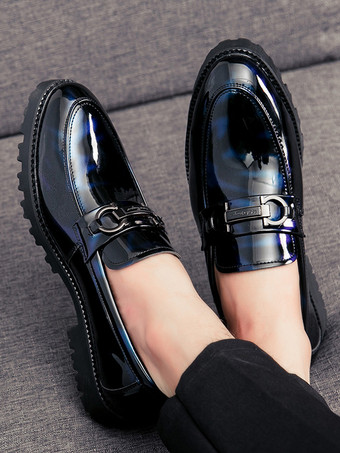 メンズ ホースビットローファー スリッポン パテント 滑り止め チャンキーシューズ