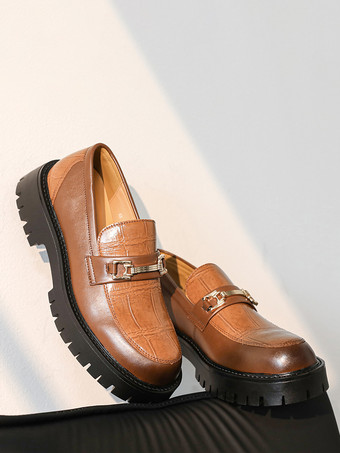 メンズ ホースビットローファー スリッポン レザー 滑り止め チャンキーシューズ