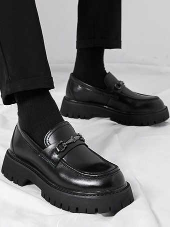 メンズ ホースビットローファー スリッポン パテント 滑り止め チャンキーシューズ