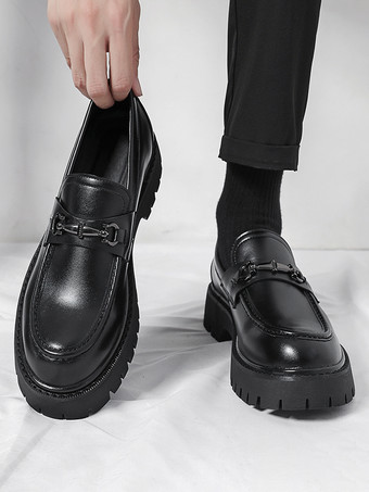 メンズ ホースビットローファー スリッポン パテント 滑り止め チャンキーシューズ