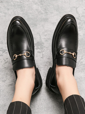 メンズ ホースビット ローファー スリッポン レザー チャンキー ラウンドトゥ シューズ