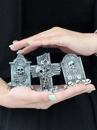 ハロウィンデコレーション ミニ墓石トリオセット 樹脂クラフトデコレーション