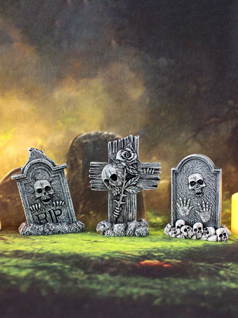 ハロウィンデコレーション ミニ墓石トリオセット 樹脂クラフトデコレーション