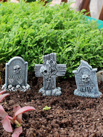 ハロウィンデコレーション ミニ墓石トリオセット 樹脂クラフトデコレーション