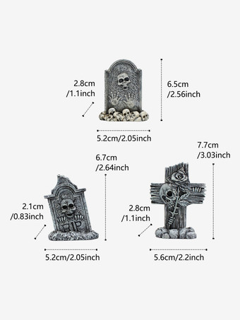 ハロウィンデコレーション ミニ墓石トリオセット 樹脂クラフトデコレーション