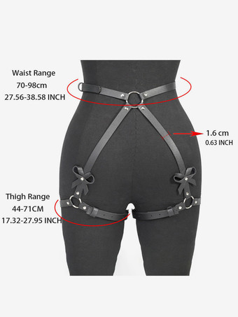 ランジェリーアクセサリー セクシーコスチューム 屋内用 ブラックレザー レースアップ 拘束ストラップ ボンデージ フェチ バット ボウレッグ ガーター