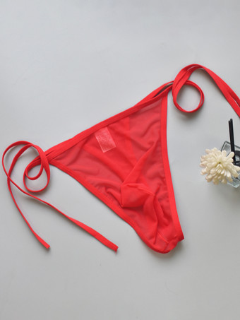 レッド 下着 メンズランジェリー セクシーパンティー 膨らみポーチ Gストリング Tバック