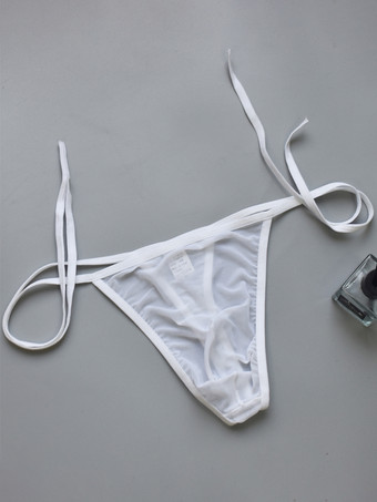 ホワイト 下着 メンズランジェリー セクシーパンティー 膨らみポーチ Gストリング Tバック
