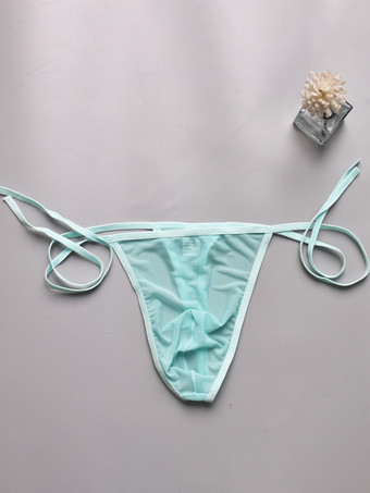 ライトスカイブルー下着 メンズランジェリー セクシーパンティー 膨らみポーチ Gストリング Tバック
