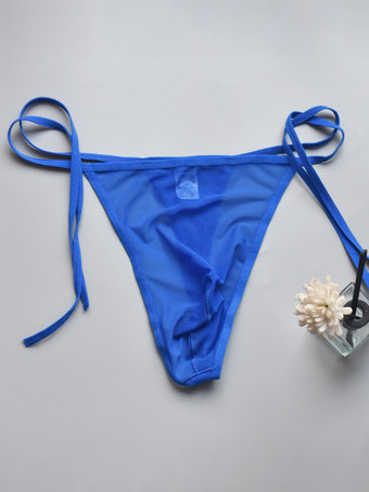 ロイヤルブルー下着 メンズランジェリー セクシーパンティー 膨らみポーチ Gストリング Tバック